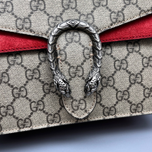 Gucci Mini Dionysus GG Supreme Monogram Suede Beige Red