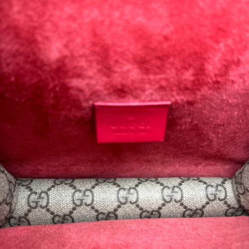 Gucci Mini Dionysus GG Supreme Monogram Suede Beige Red