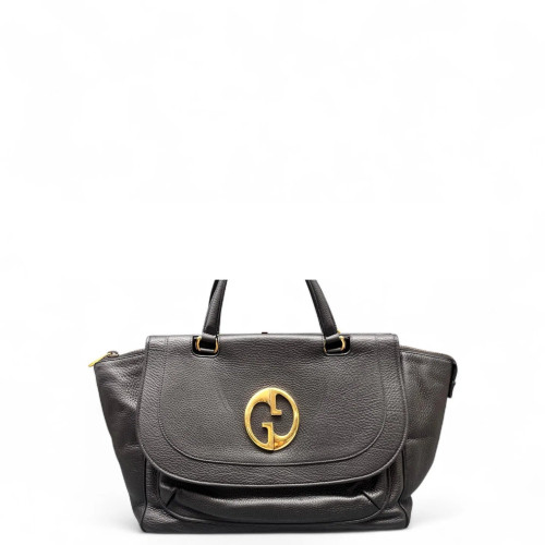 Gucci Tote Bag Grained Calfskin Black