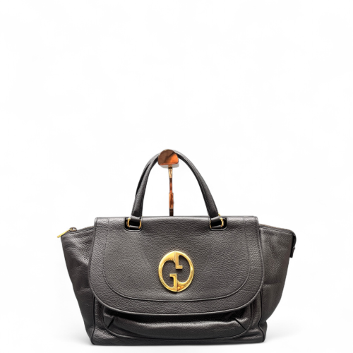 Gucci Tote Bag Grained Calfskin Black