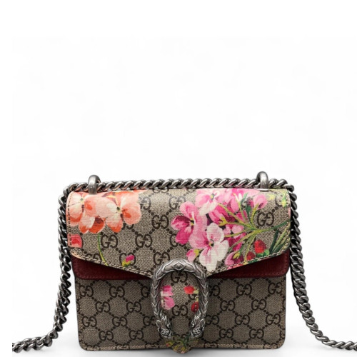 Gucci Mini Dionysus GG Supreme Monogram Blooms Beige Pink Red