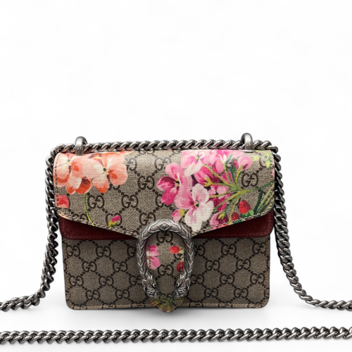 Gucci Mini Dionysus GG Supreme Monogram Blooms Beige Pink Red