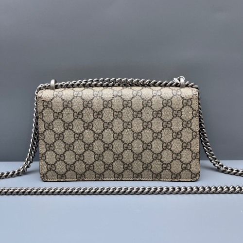 Gucci Crystal Meium Dionysus GG Supreme Monogram Suede Camel