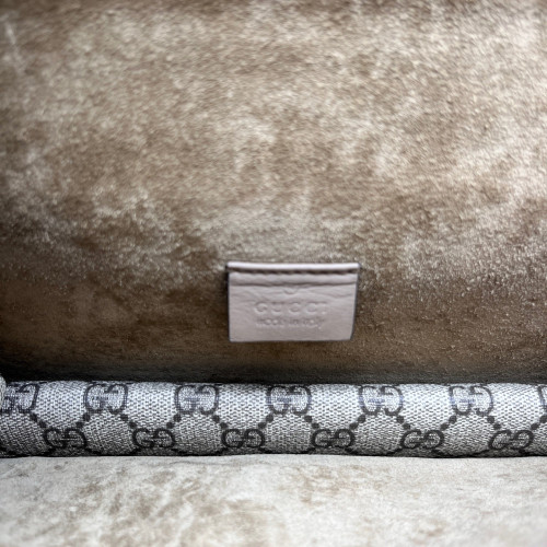 Gucci Crystal Meium Dionysus GG Supreme Monogram Suede Camel