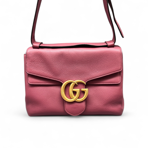 Gucci GG Marmont Shoulder Bag Grained Calfskin Pink