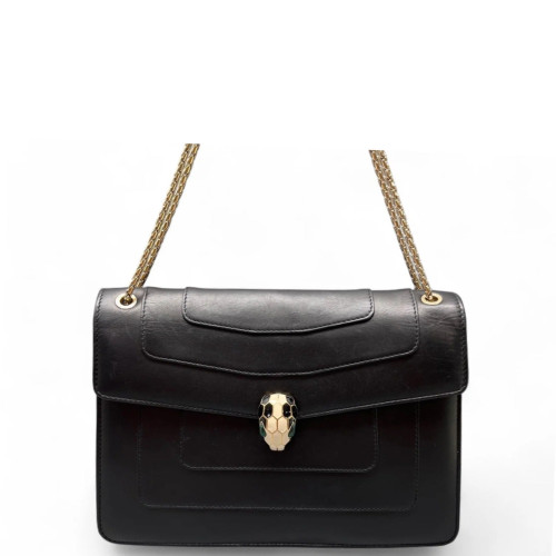 Bvlgari Large Serpenti Forever Shoulder Bag Calfskin Black
