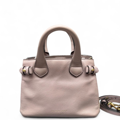 Burberry Baby Banner Tote Grained Calfskin Pink Khaki Red