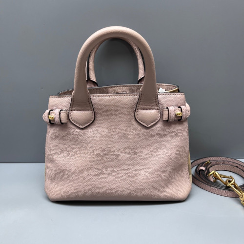 Burberry Baby Banner Tote Grained Calfskin Pink Khaki Red