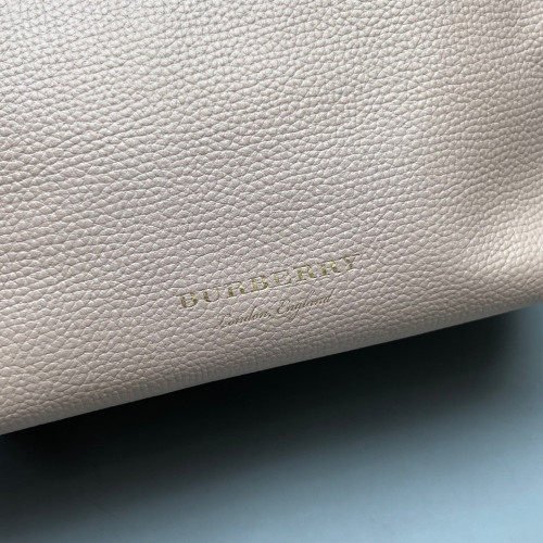 Burberry Baby Banner Tote Grained Calfskin Pink Khaki Red