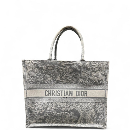 Dior Large Book Tote Canvas Grey Beige
