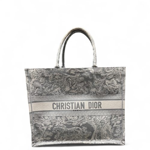 Dior Large Book Tote Canvas Grey Beige