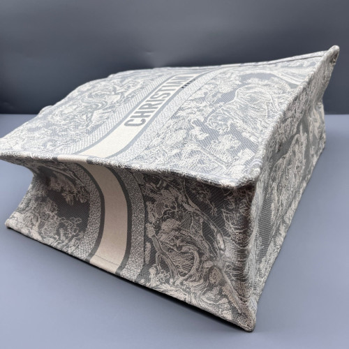 Dior Large Book Tote Canvas Grey Beige