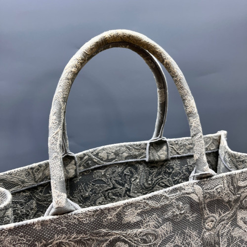 Dior Large Book Tote Canvas Grey Beige