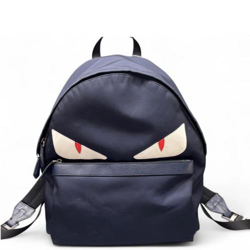 Fendi Monster Eyes Large Backpack Nylon Calfskin Dark Blue White Red