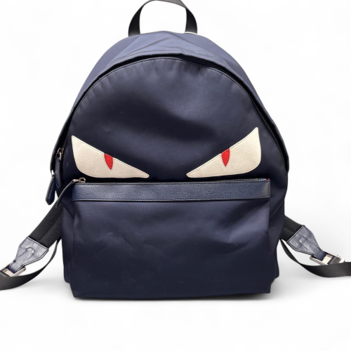 Fendi Monster Eyes Large Backpack Nylon Calfskin Dark Blue White Red