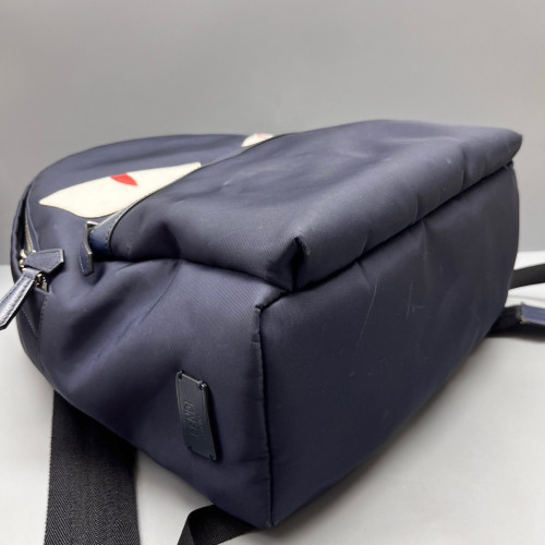 Fendi Monster Eyes Large Backpack Nylon Calfskin Dark Blue White Red