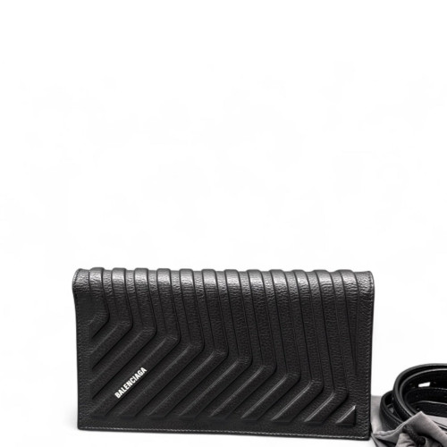 Balenciaga Car Flap Crossbody Bag Calfskin Black