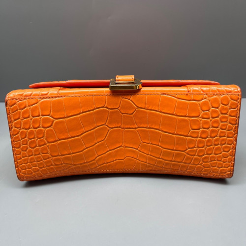 Balenciaga Hourglass Small Calfskin Crocodile Embossed Orange