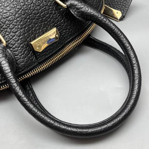 Burberry Large Orchard Bowling Bag Grained Calfskin Black