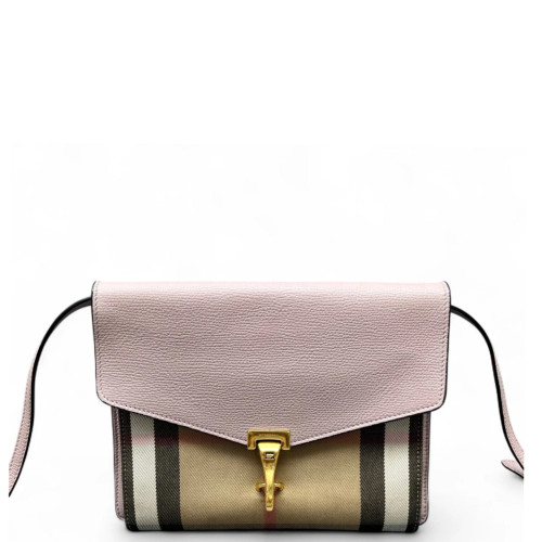 Burberry Small Macken Crossbody Bag Calfskin House Check Pink Beige Black