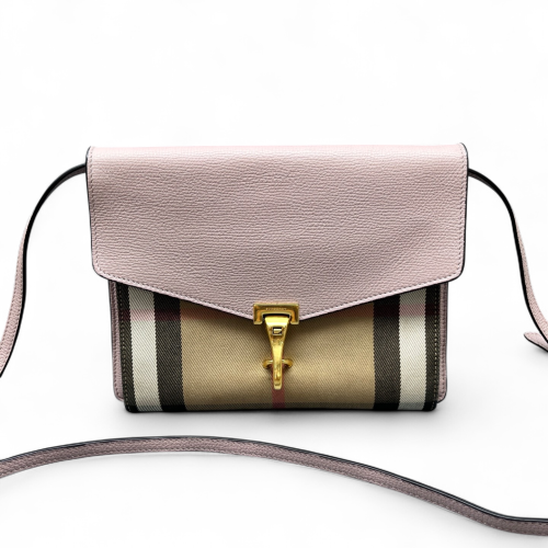 Burberry Small Macken Crossbody Bag Calfskin House Check Pink Beige Black