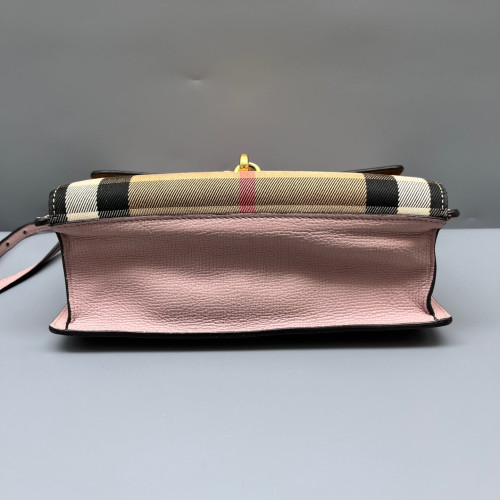 Burberry Small Macken Crossbody Bag Calfskin House Check Pink Beige Black