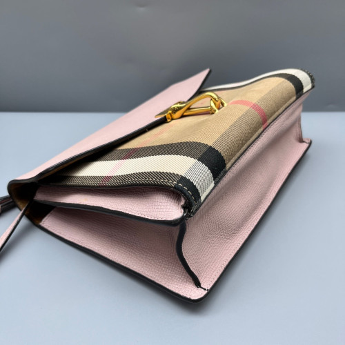 Burberry Small Macken Crossbody Bag Calfskin House Check Pink Beige Black