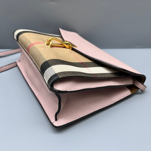 Burberry Small Macken Crossbody Bag Calfskin House Check Pink Beige Black