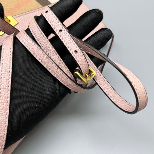 Burberry Small Macken Crossbody Bag Calfskin House Check Pink Beige Black