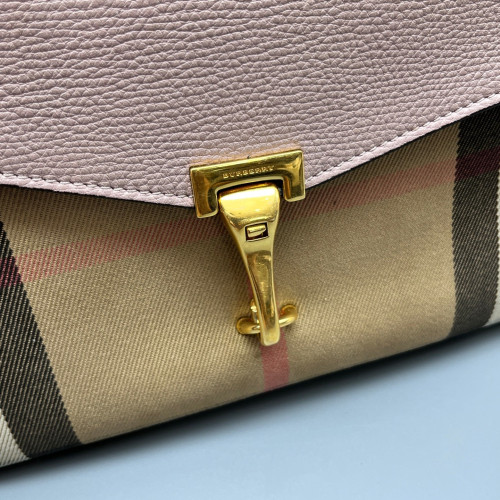 Burberry Small Macken Crossbody Bag Calfskin House Check Pink Beige Black
