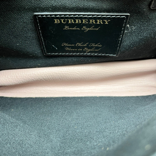 Burberry Small Macken Crossbody Bag Calfskin House Check Pink Beige Black