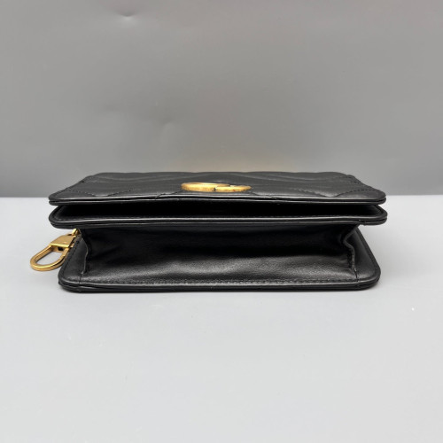 Gucci Chevron GG Marmont Chain Flap Mini Bag Calfskin Black