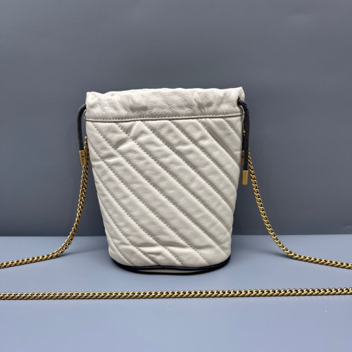 Gucci Mini GG Marmont Bucket Bag Calfskin White