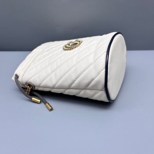 Gucci Mini GG Marmont Bucket Bag Calfskin White