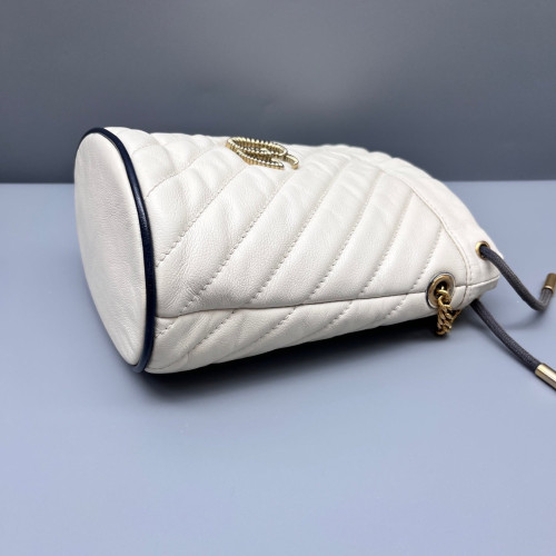 Gucci Mini GG Marmont Bucket Bag Calfskin White