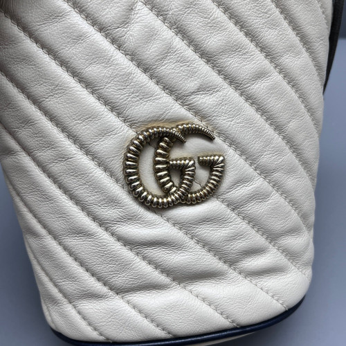 Gucci Mini GG Marmont Bucket Bag Calfskin White