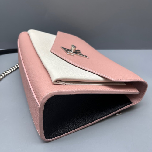 Louis Vuitton Mylockme Chain Bag BB Calfskin Pink White