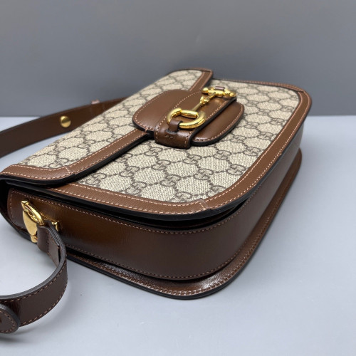 Gucci Horsebit Medium Horsebit 1955 GG Monogram Calfskin Brown Khaki