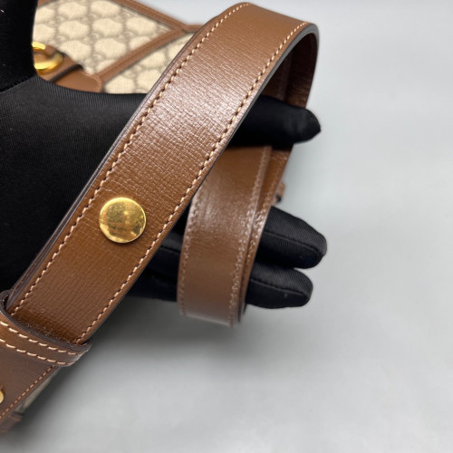 Gucci Horsebit Medium Horsebit 1955 GG Monogram Calfskin Brown Khaki