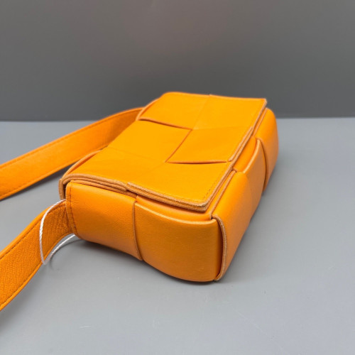 Bottega Veneta Mini Cassette Crossbody Bag Lambskin Maxi Intrecciato Yellow