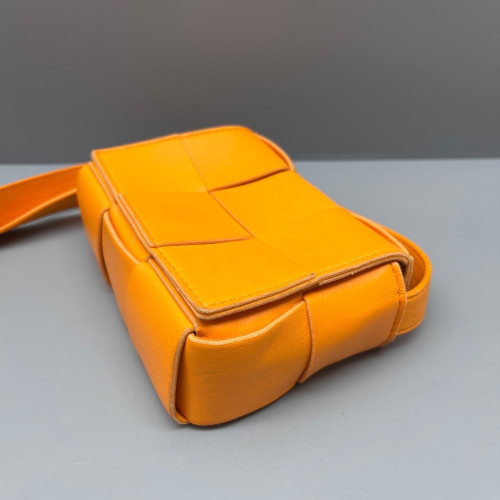 Bottega Veneta Mini Cassette Crossbody Bag Lambskin Maxi Intrecciato Yellow