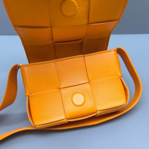 Bottega Veneta Mini Cassette Crossbody Bag Lambskin Maxi Intrecciato Yellow