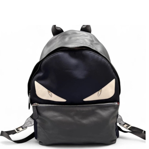 Fendi Monster Eyes Large Backpack Nylon Calfskin Black Navy White