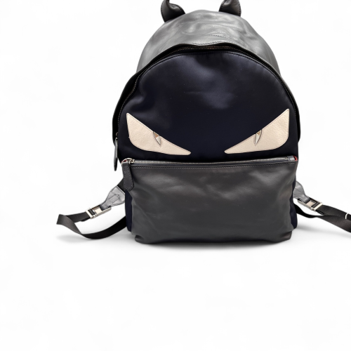 Fendi Monster Eyes Large Backpack Nylon Calfskin Black Navy White