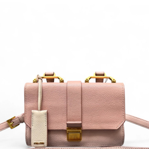 Miu Miu Small Madras Shoulder Bag Goatskin Pink Beige