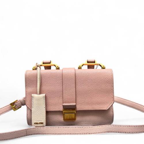 Miu Miu Small Madras Shoulder Bag Goatskin Pink Beige