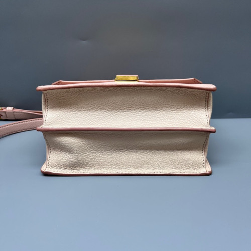 Miu Miu Small Madras Shoulder Bag Goatskin Pink Beige