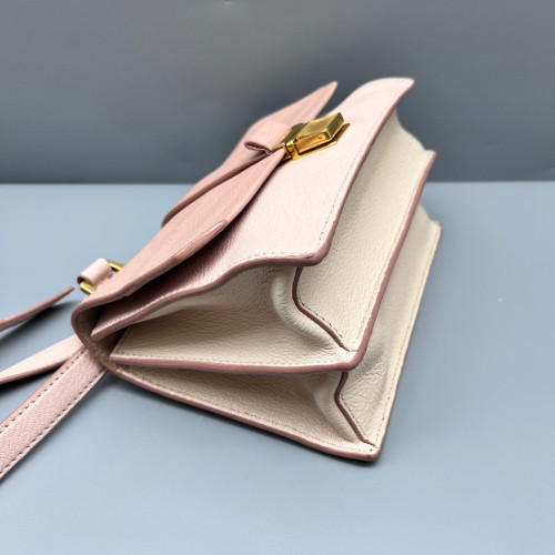 Miu Miu Small Madras Shoulder Bag Goatskin Pink Beige
