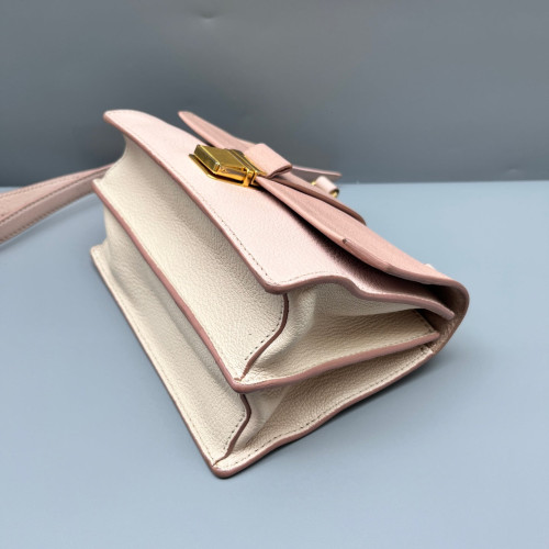 Miu Miu Small Madras Shoulder Bag Goatskin Pink Beige