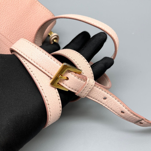 Miu Miu Small Madras Shoulder Bag Goatskin Pink Beige